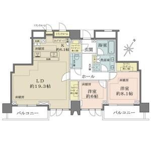 The Park House Takanawa Tower 1704 - 2LDK floor plan